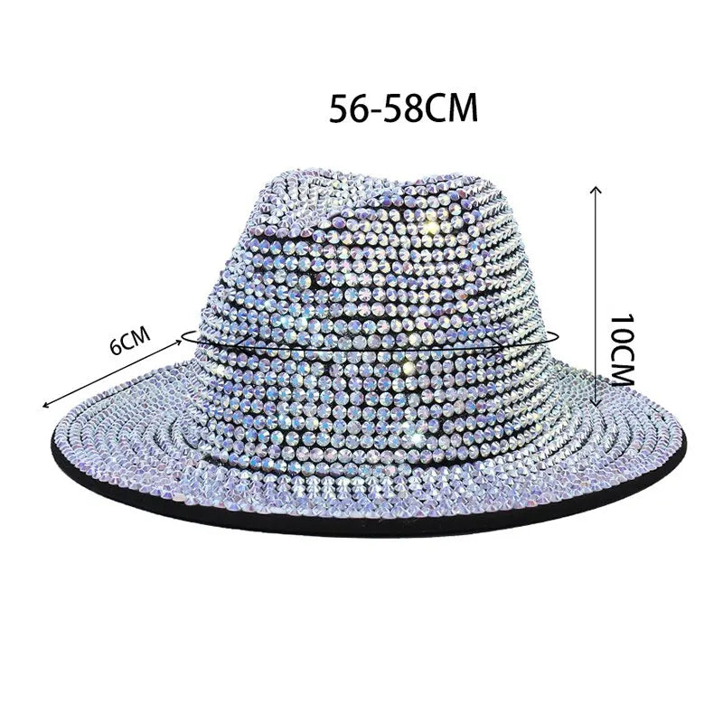 Rhinestone Fedora Jazz Hats Cowboy Hat For Women And Men Double-sided Color Cap Red With Black Diamond Fedora Wholesale