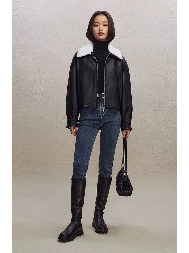 Commuter Style Stretch Skinny Jeans for Women High Waist Slimming Winter Pencil Pants Small Foot Nine-Point Pant