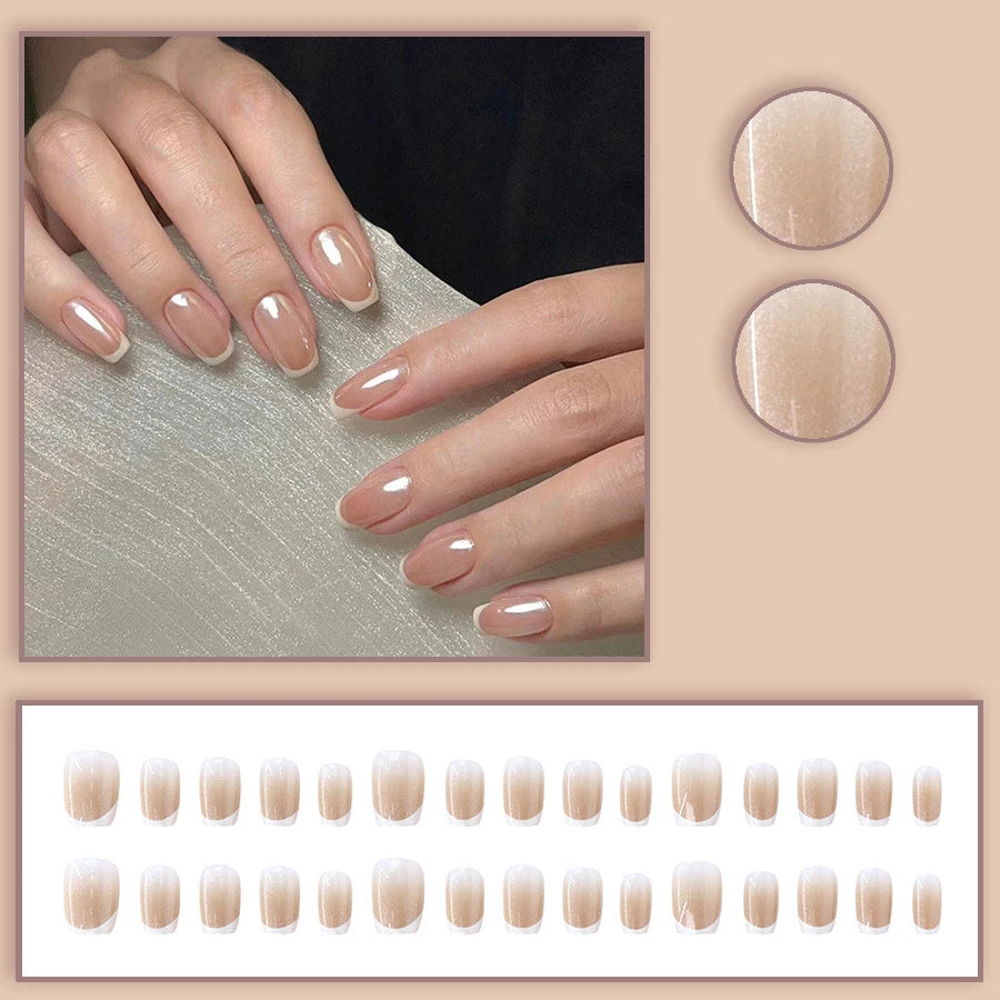 24pcs/set short medium fake nails shinny sparkling glitter square ballet nail tips starry star cat eyes press on false nail art