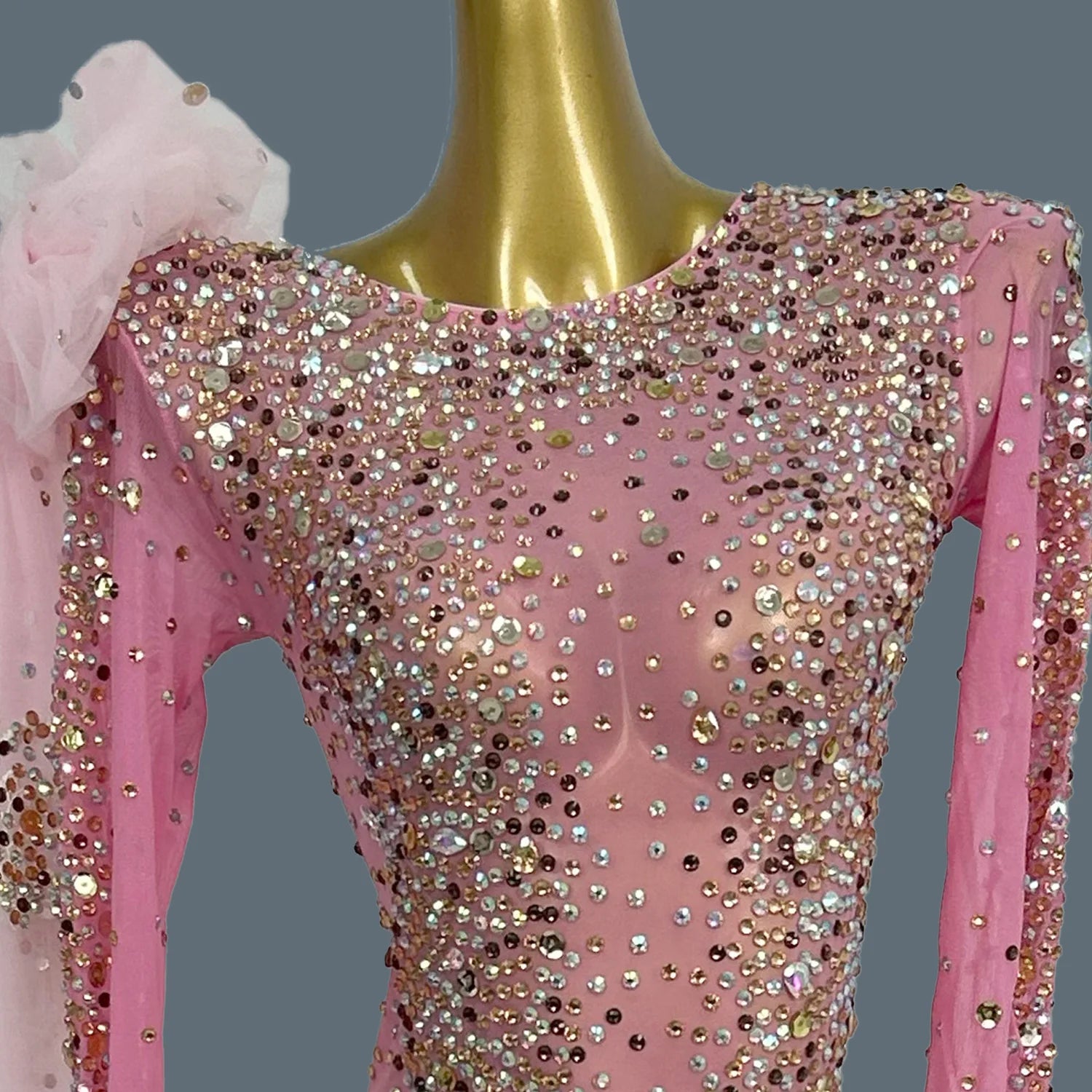 Sparkly Crystals Luxury Sheer Mesh Evening Gown Sexy Women Gauze Long Dress Birthday Wedding Prom Party High-end Outfit Shacha