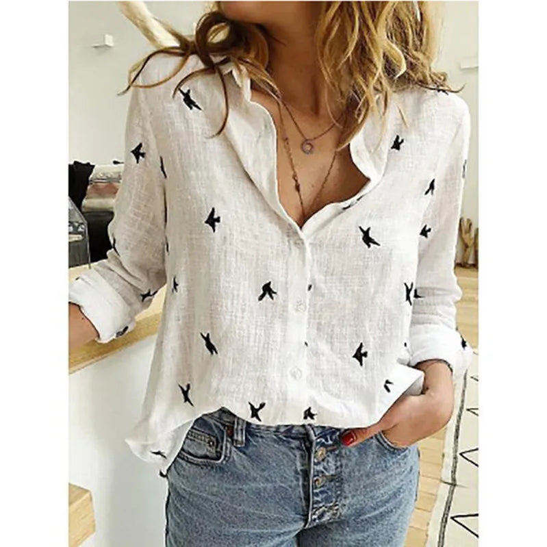 Leisure Shirts Spring Autumn Button Lapel Cardigan Top Lady Loose Long Sleeve Oversized Shirt Womens Blouses Casual Tunic Blusas