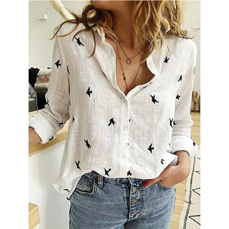 Leisure Shirts Spring Autumn Button Lapel Cardigan Top Lady Loose Long Sleeve Oversized Shirt Womens Blouses Casual Tunic Blusas
