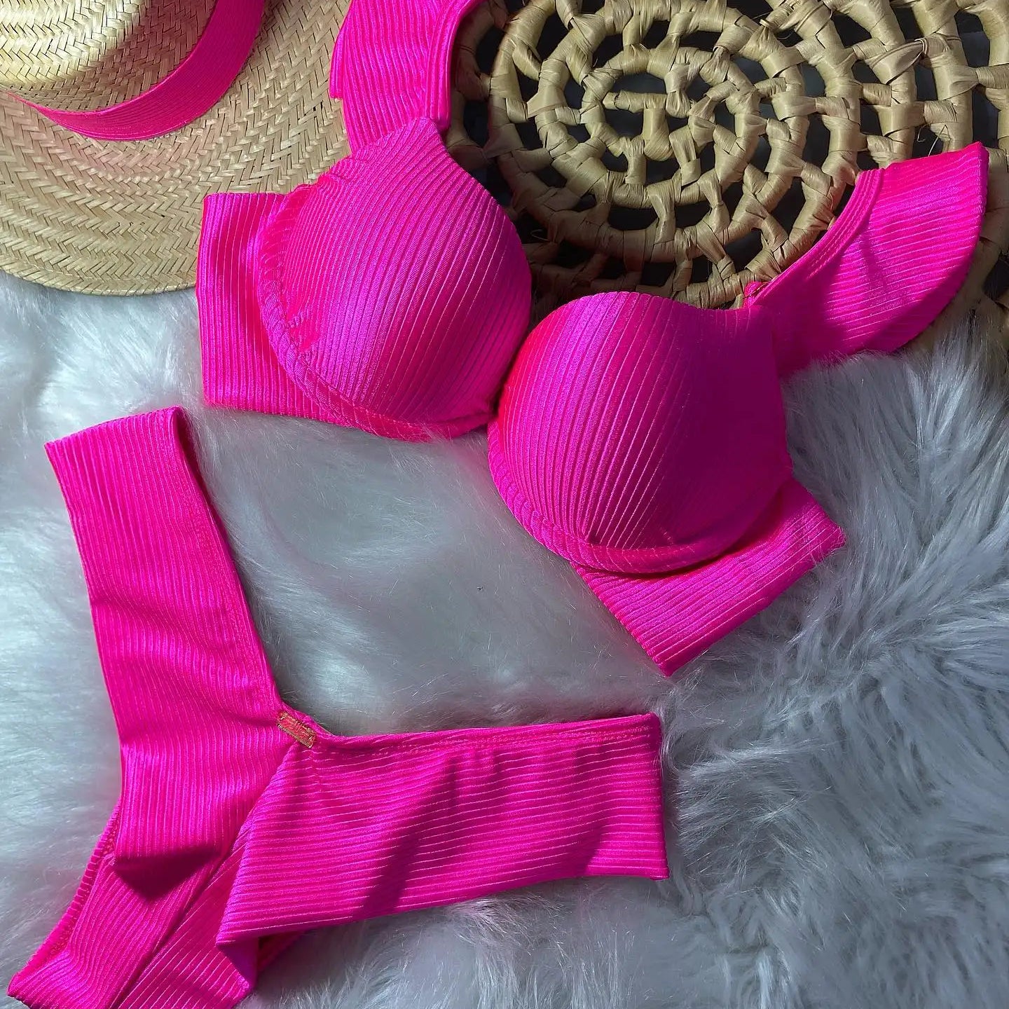 Sexy Bikinis Sets Push Up Women's Swimsuit Tie Side G-String Vintage Solid Swimwear Chest Pad Summer Beachwear Bathing Suit MA24186P1