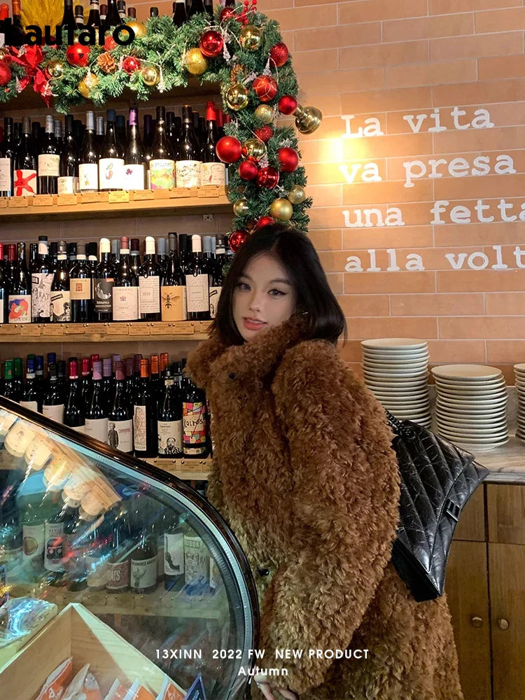 Winter Long Loose Casual Soft Thick Warm Fluffy Black Faux Fur Coat Women Stand Collar Hairy Furry Fuzzy Overcoat 2023 teddy