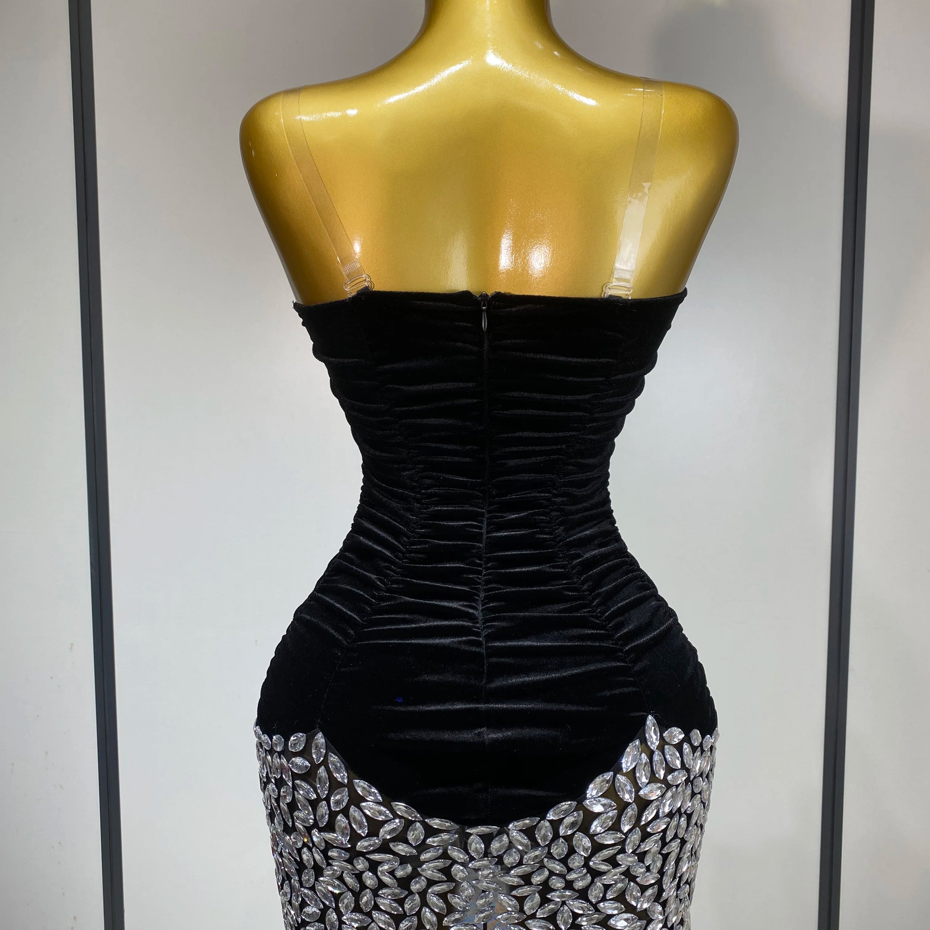 Women Sexy Bodycon Mini Dress Nightclub Elegant Evening Party Birthday Dress 2025 Celebrity Singer Shining Diamond Stage Costume