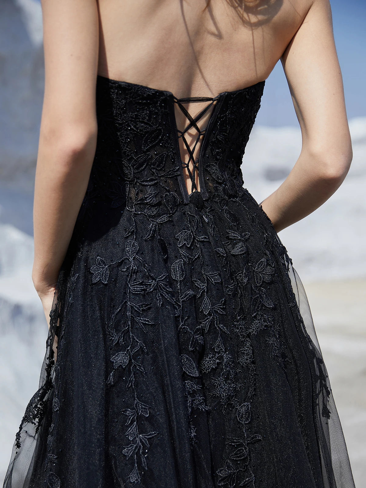 Elegant Lace Formal Evening Dresses Long with Crystal Strapless Sexy High Slit A-Line Homecoming Prom Party Gowns for Teens 2024