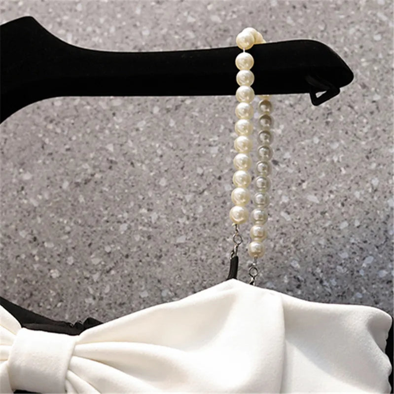 Black Sexy Strap Dress Women Bowknot Fashion Sleeveless High Waist Short Dress Diagonal Collar Elegant Summer Dress Female