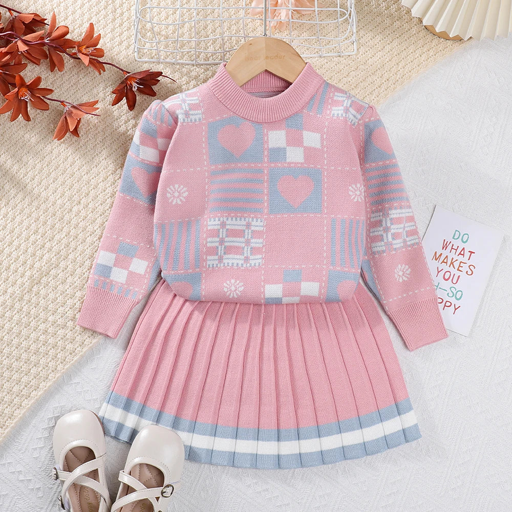 Bear Leader Girls Clothing Sets Autumn New Fashion Kid Sweater Top with Skirt Fashion Outfit 2pcs Elegant Clothes for 2-6 Years AM2595I