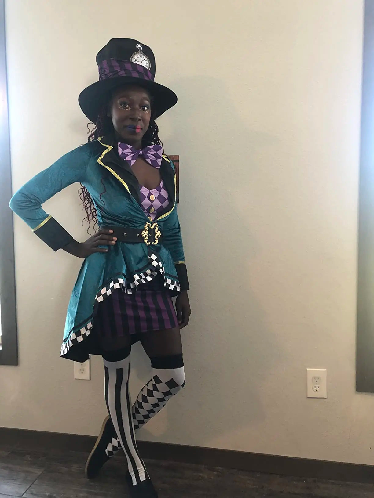 Halloween Alice In Wonderland Clock Mad Hatter Cosplay Costume Sexy Adult Fairy Tale Dress Women Magic Show Tuxedo Fancy Dress