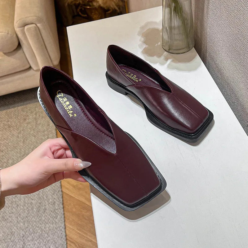 spring women's outerwear shoes Square toe design Mary Jane shoes Women's casual low-heeled shoes Work boat shoes 41-43