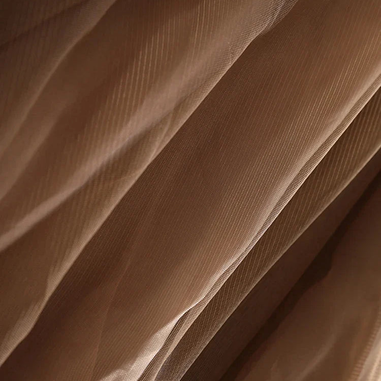 [EAM] High Waist Khaki Buckle Irregular Mesh Long A-line Half-body Skirt Women Fashion Tide New Spring Autumn 1DH0633