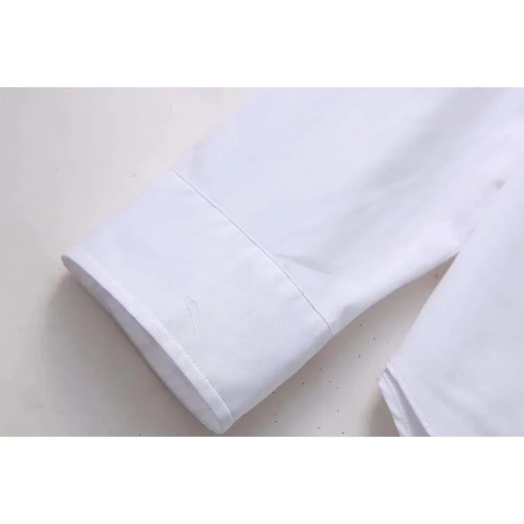 White Shirt Women Rhinestone Button up Shirts for Women Long Sleeve Shirts and Blouses Woman Asymmetric Tops