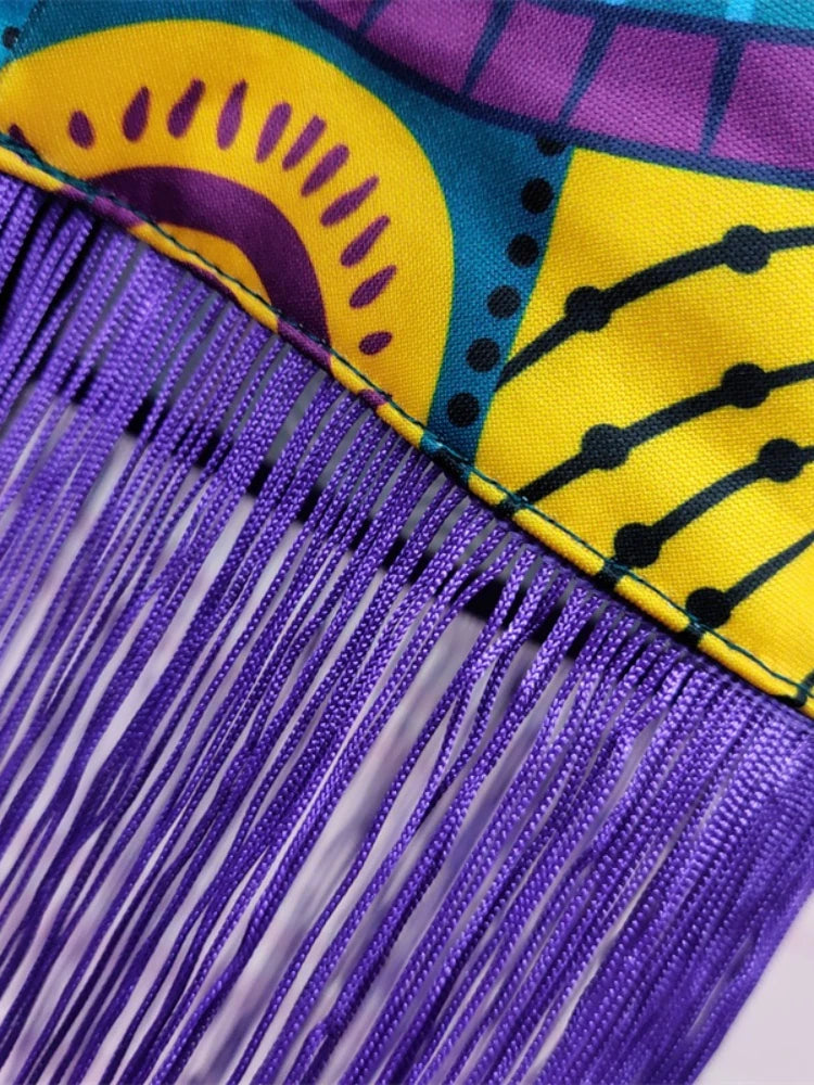 Women Summer Print Skirt Vintage Floral African Fashion High Waist Tassel Classy Modest Elegant Retro Jupes Falads Drop Shipping