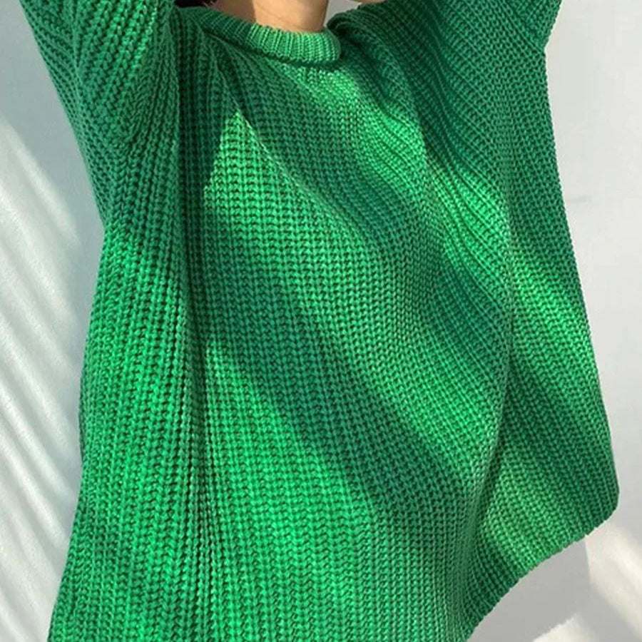 Womens Chunky Cable Knit Sweaters Solid Color Long Sleeve Crewneck Oversized Sweater Pullover Cute Fall Jumper Top