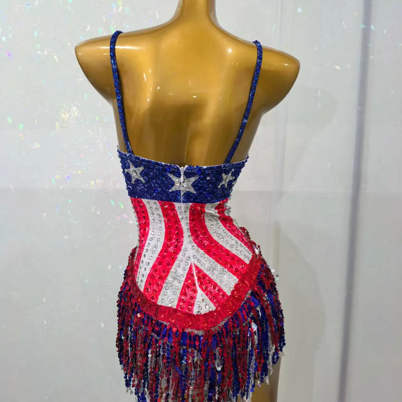 Maxituan Five Pointed Star Sparkly Rhinestone Tassel Bodysuit Sexy Women gig Performance Outfit Ladies Latino Dance Team Leotard