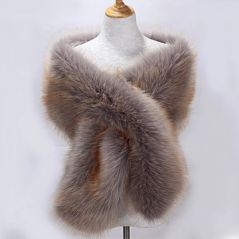 New Winter Women Fur Capes Champagne Wedding Faux Fur Bolero Stole Shawl Wraps Bridal Jacket Formal Evening Party Shrug