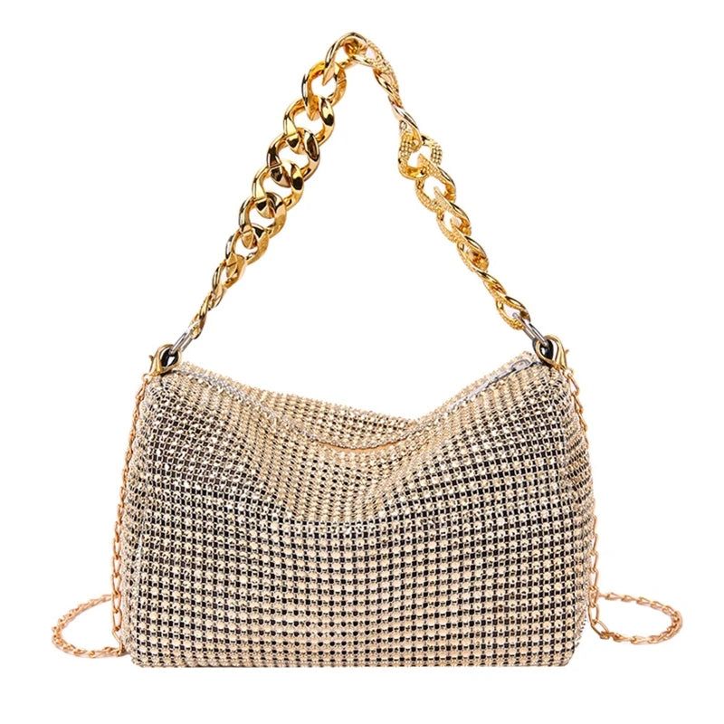 Rhinestone Crossbody Bag Handbag Women Evening Bag Sparkling Handbag for Masquerades Party Gold
