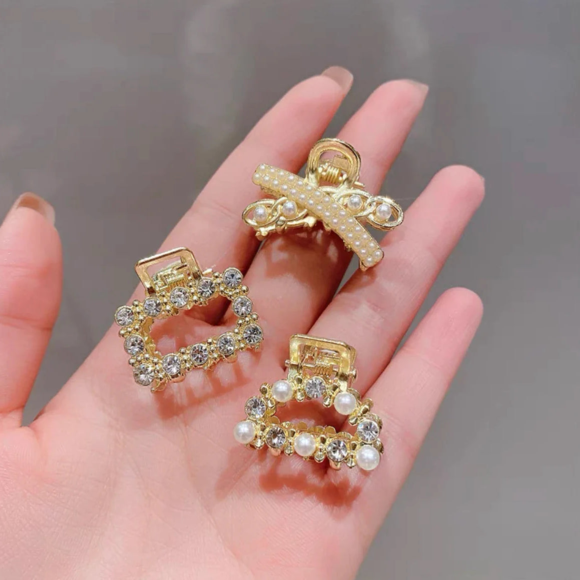 Mini Pearl Hair Claws Clips for Women Elegant Rhinestone Headwear Hairpins Hair Crab Barrettes Hair Accessories for Women 3pcs 4 One Size