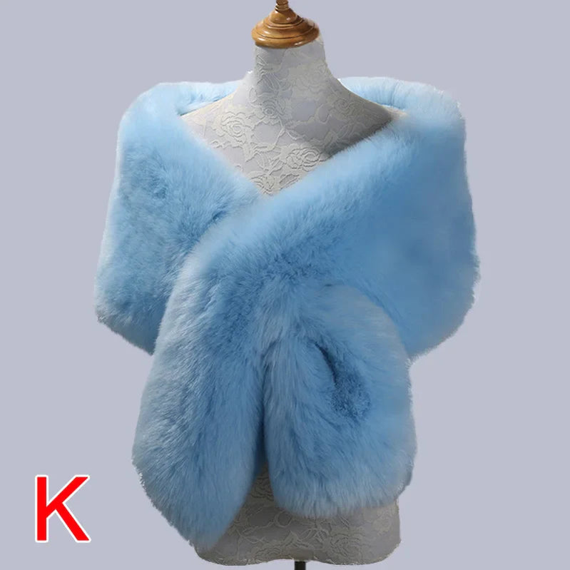 New Winter Women Fur Capes Champagne Wedding Faux Fur Bolero Stole Shawl Wraps Bridal Jacket Formal Evening Party Shrug K