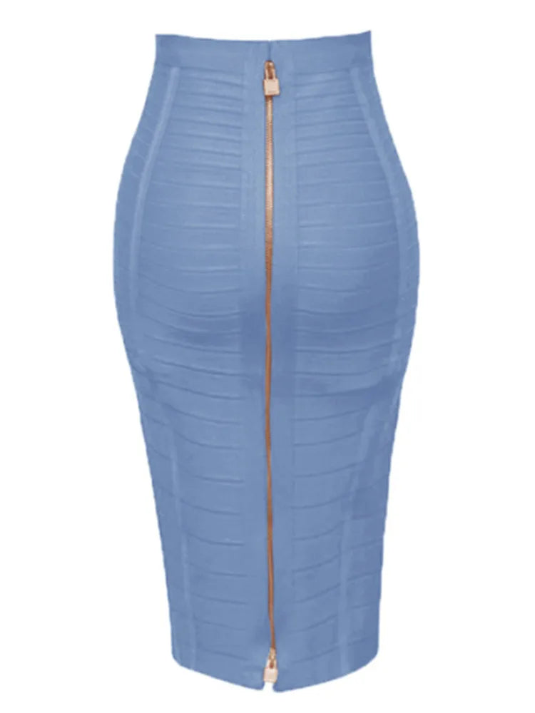 Shipping Plus Size XL XXL Summer Fashion Sexy Zipper Bandage Skirt 2022 Designer A Line Bodycon Pencil Skirt Faldas 58cm