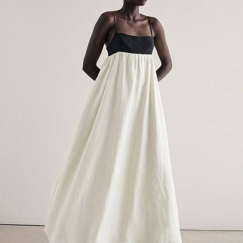 Clacive Sexy Loose Beige Cotton Women'S Dress Summer Strap Sleeveless Ankle Length Dresses Elegnat Classic Female Dress