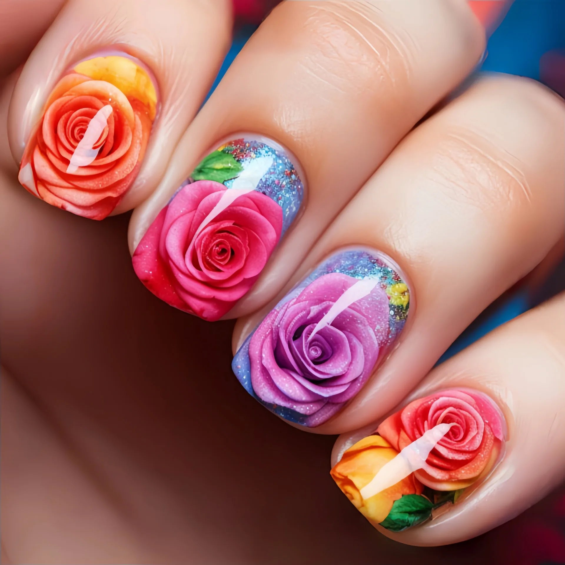 24pcs/set Short Medium long fake nails for women girls Spring summer flowers butterfly flamingo blue pink press on false nails