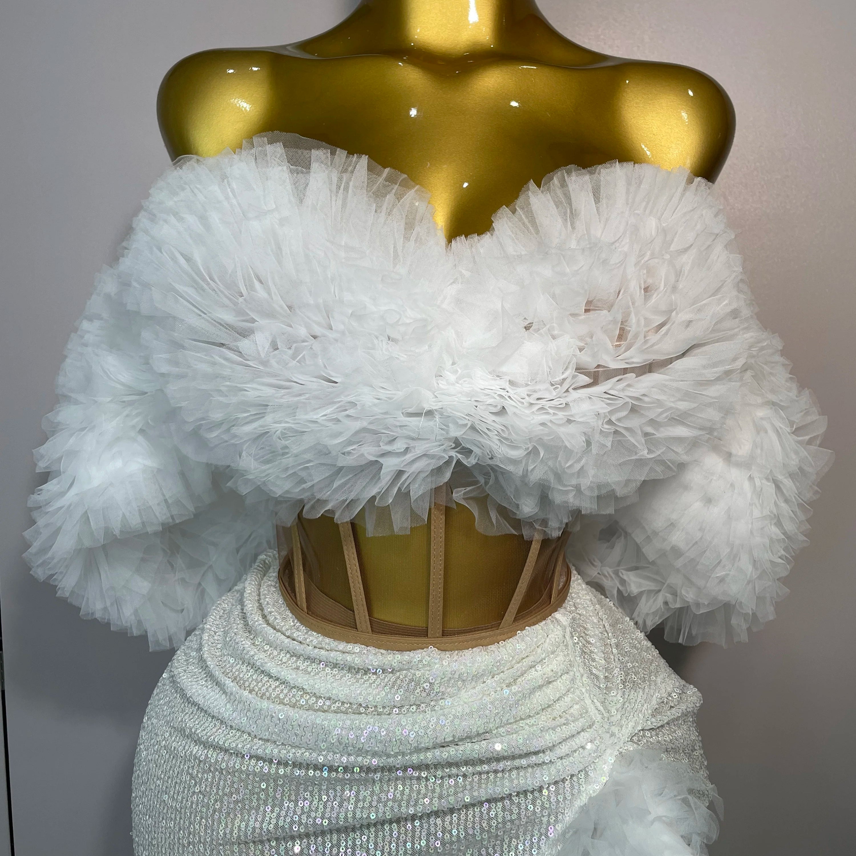 Shiny Sequins Top Short Skirt Two Pieces Set 2025 Women Sexy Celebrate Evening Prom Birthday Party Dress Nightclub Stage Outfit