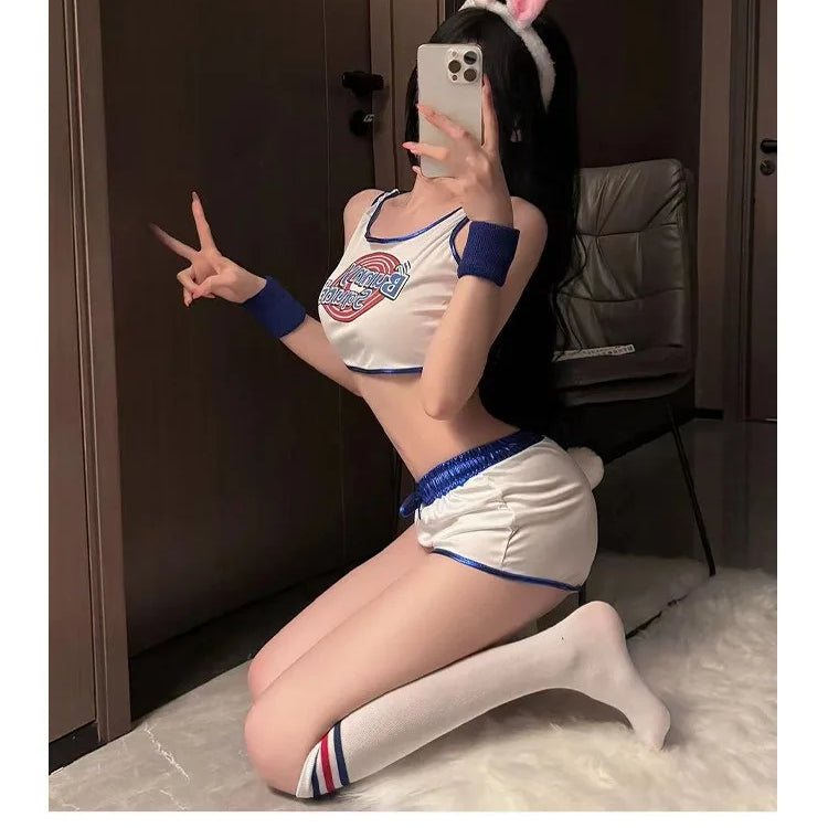 Space Lola Bunny Rabbit Cosplay Costume Rabbit Bunny Jam Costumes Women Girls Halloween Party Clothes Tops Shorts Outfit Set