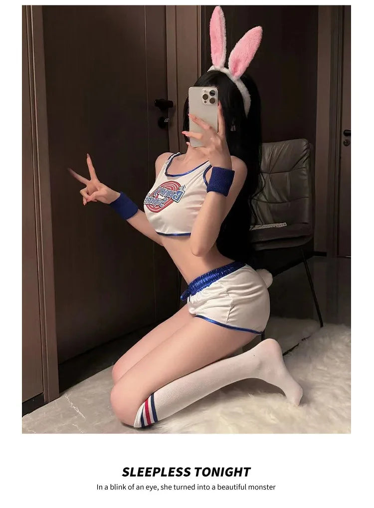 Space Lola Bunny Rabbit Cosplay Costume Rabbit Bunny Jam Costumes Women Girls Halloween Party Clothes Tops Shorts Outfit Set