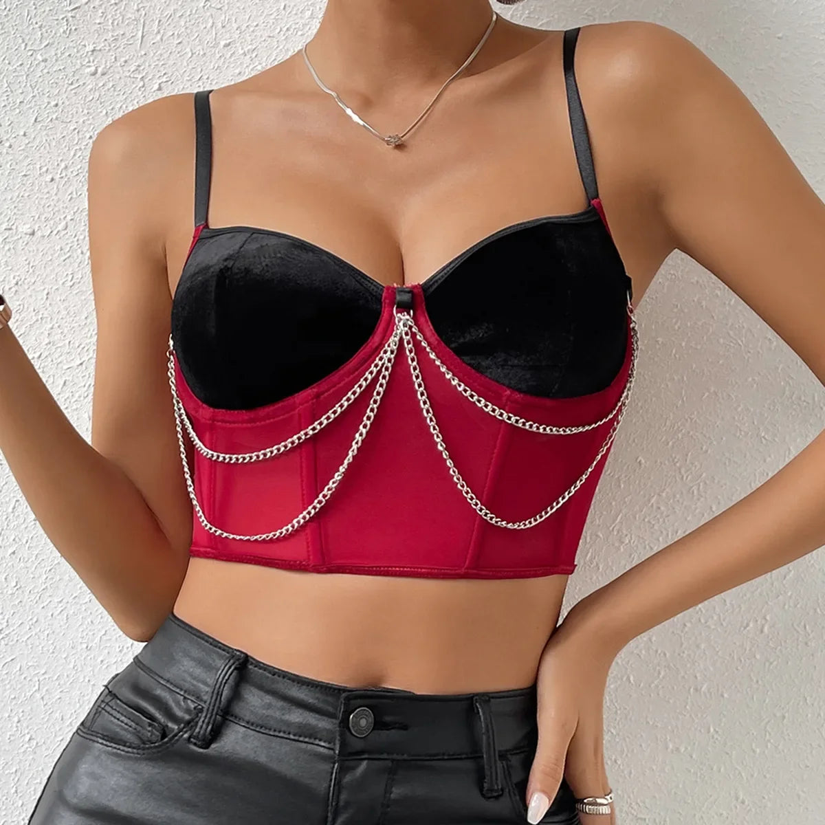 Sexy Shirt Women Clothing Corset Camis Blusas Shaper Harajuku Hot Tee Woman Tank Top Club Ropa Mujer Summer Ladies Crop Top 24-K0338 wine red