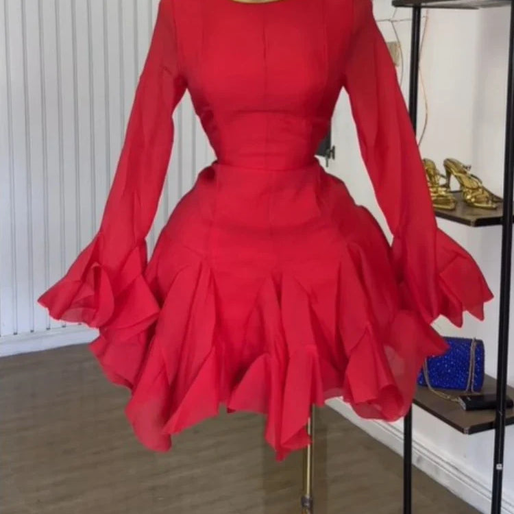 CM.YAYA Women flare long sleeve Printed Big Swing Ball Gown Dress 2025 Summer Holiday Night Club Party Vestidos Sexy Dresses