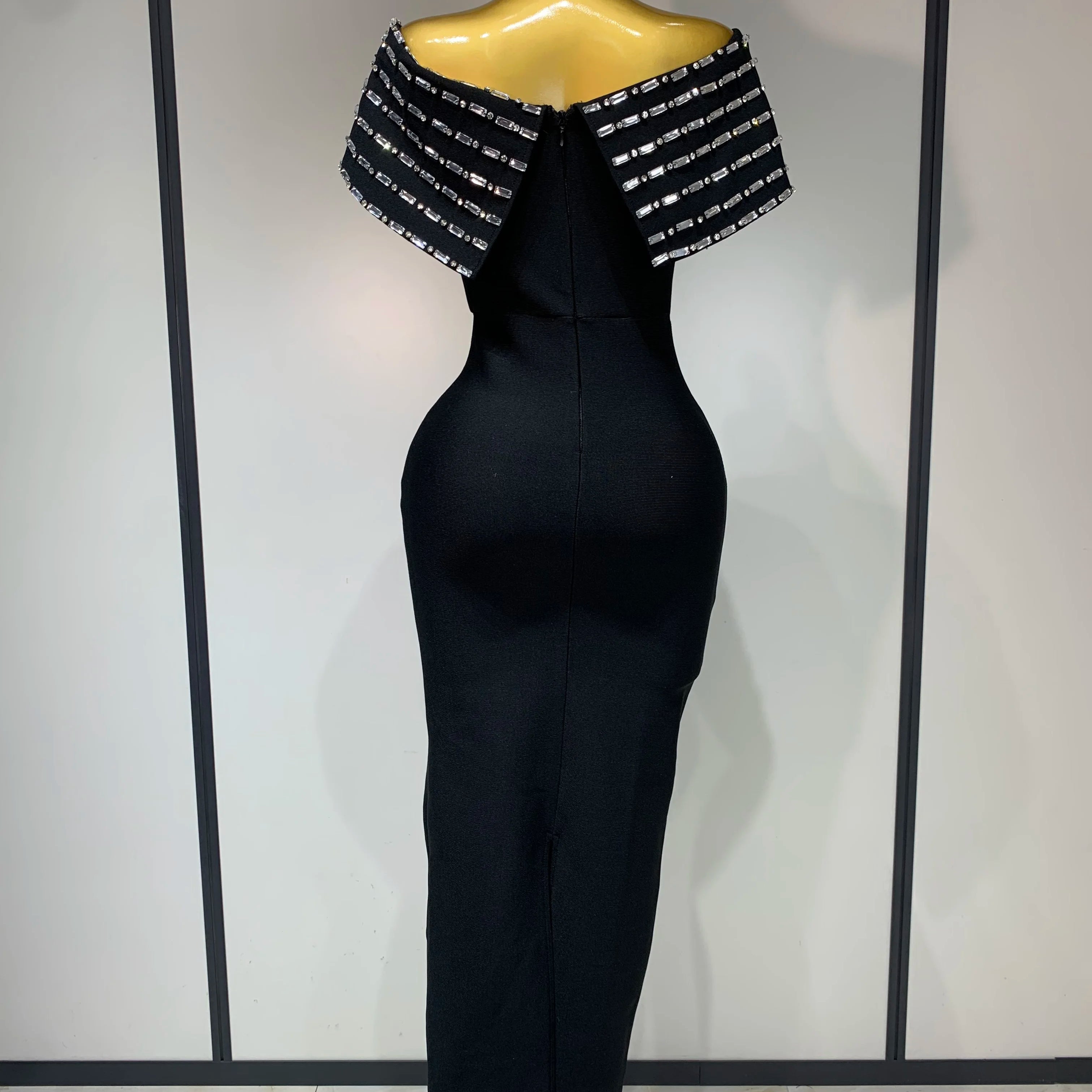 Fashion Sexy Strapless 2025 Black Off-shoulder Bodycon Bandade Dress Celebrity Cocktail Party  Luxury Birthday Wedding Dresses