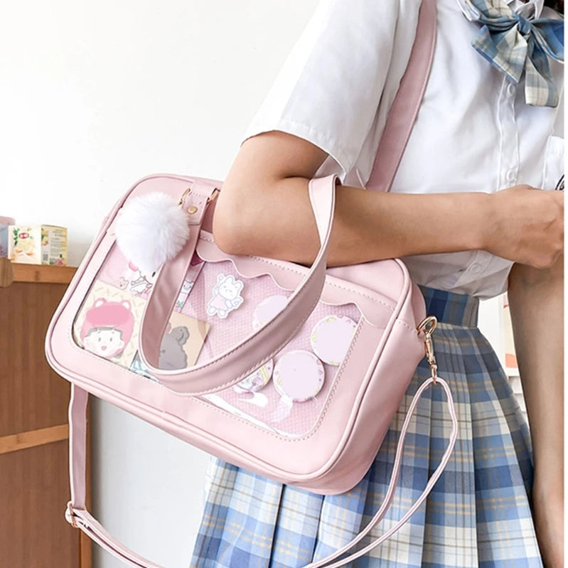 Japanese Shoulder Bag For Women PU Leather Itabag Transparent Bag JK Tote Bag Handbags Preppy Bag ita bag Crossbody Bag