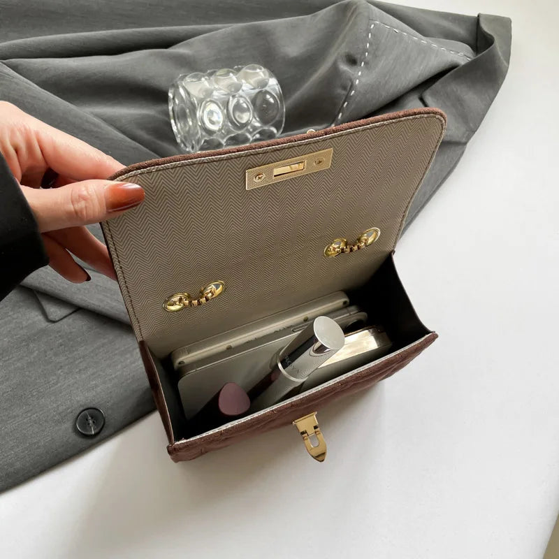 Imitation Suede Women Chain Shoulder Bags Solid Color Flap Bag New Female Small Underarm Bag Fashion Commute Crossbody Bag