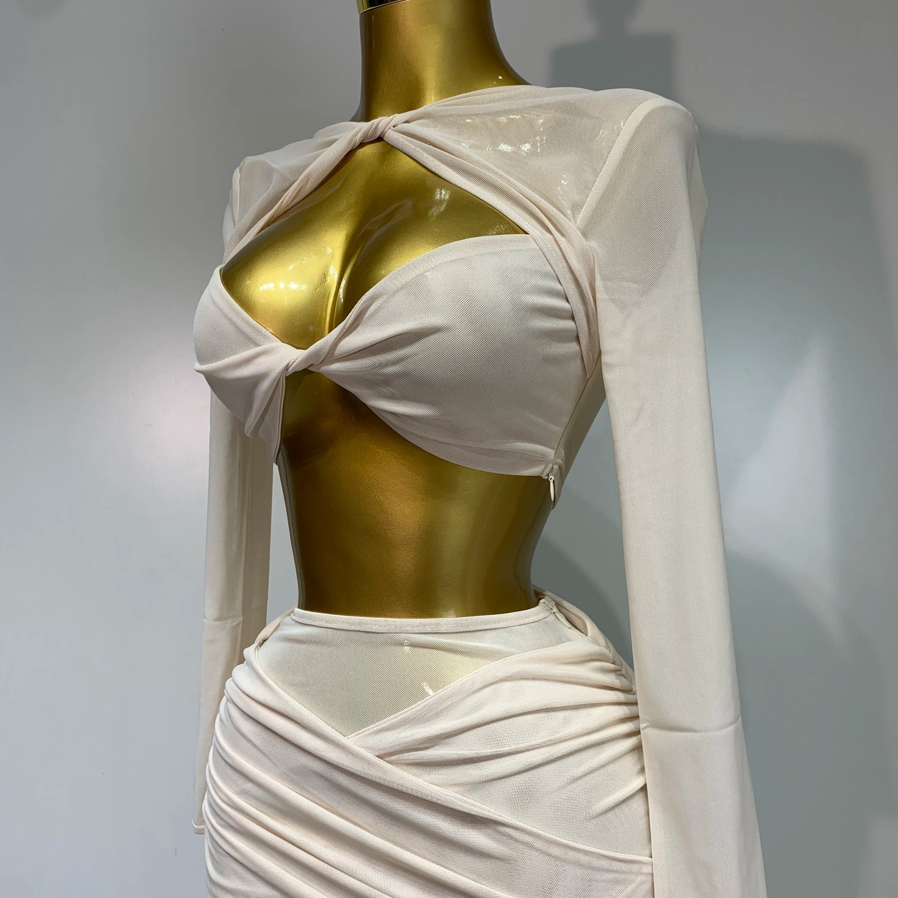 Women Sexy Mesh See Through Long sleeves Pant Sets Elegant Fashion Street Two Piece Set  Club Birthday Evening Party Outfit