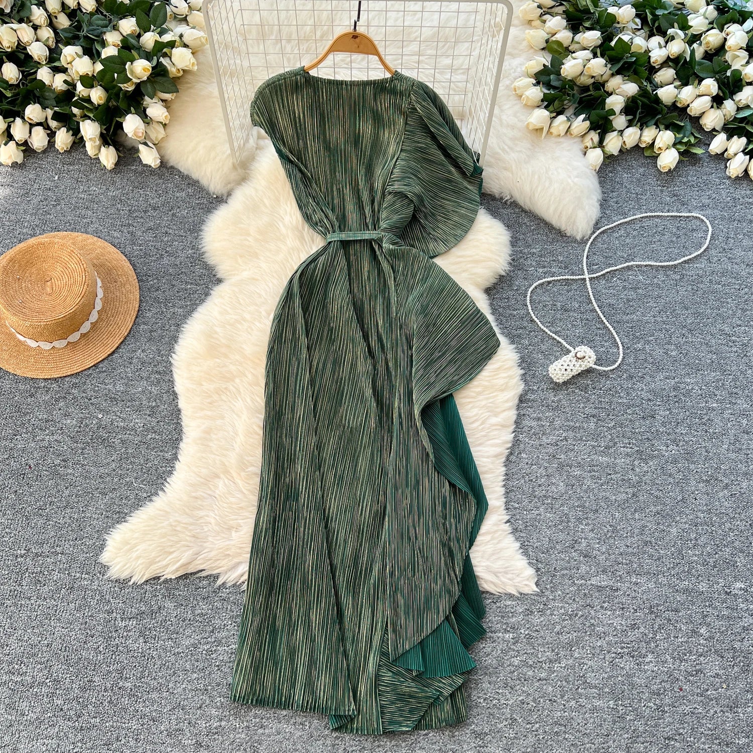 Chic asymmetrical sweet Spliced  Elegant Korean Fashion Fairy Dresses Sexy High Waist A-line Vestidos Summer Women Vacation