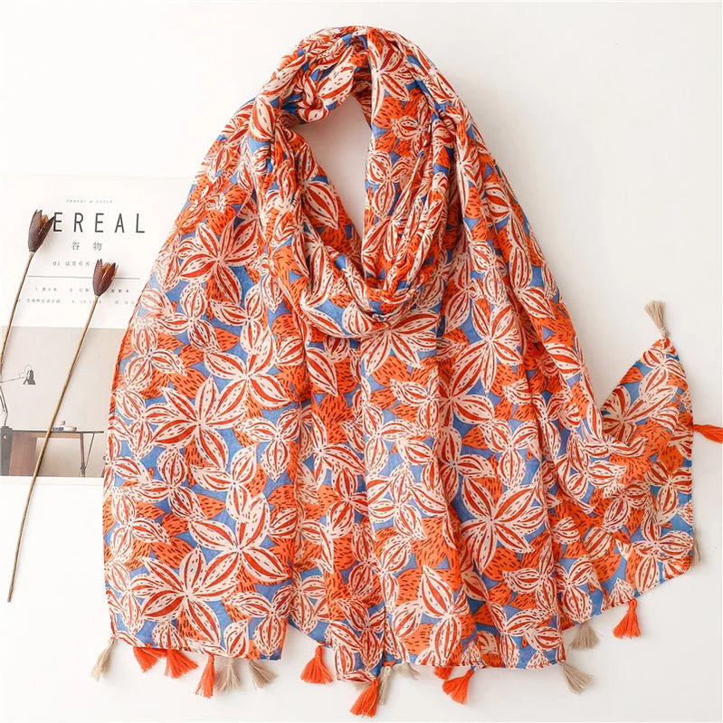 2023 Fashion Paisley Abstract Floral Tassel Viscose Shawl Scarf Lady High Quality Wrap Thin Pashmina Stole Muslim Hijab 180*90Cm 32