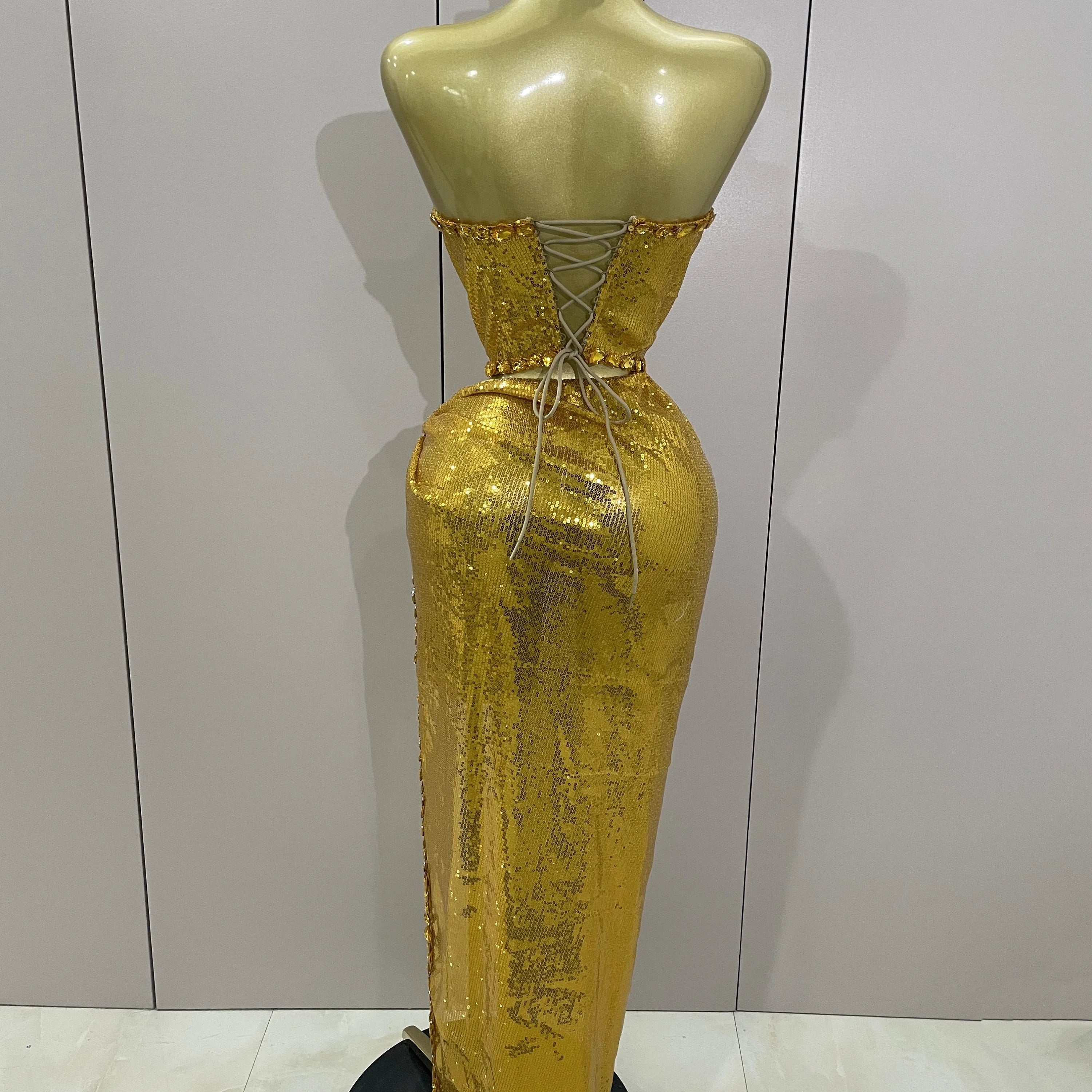 Sexy Luxury Shiny Diamond Sequins Cocktail Dress 2Pcs Set 2025New Women Evening Celebrate Birthday Party Nightclub Stage costume