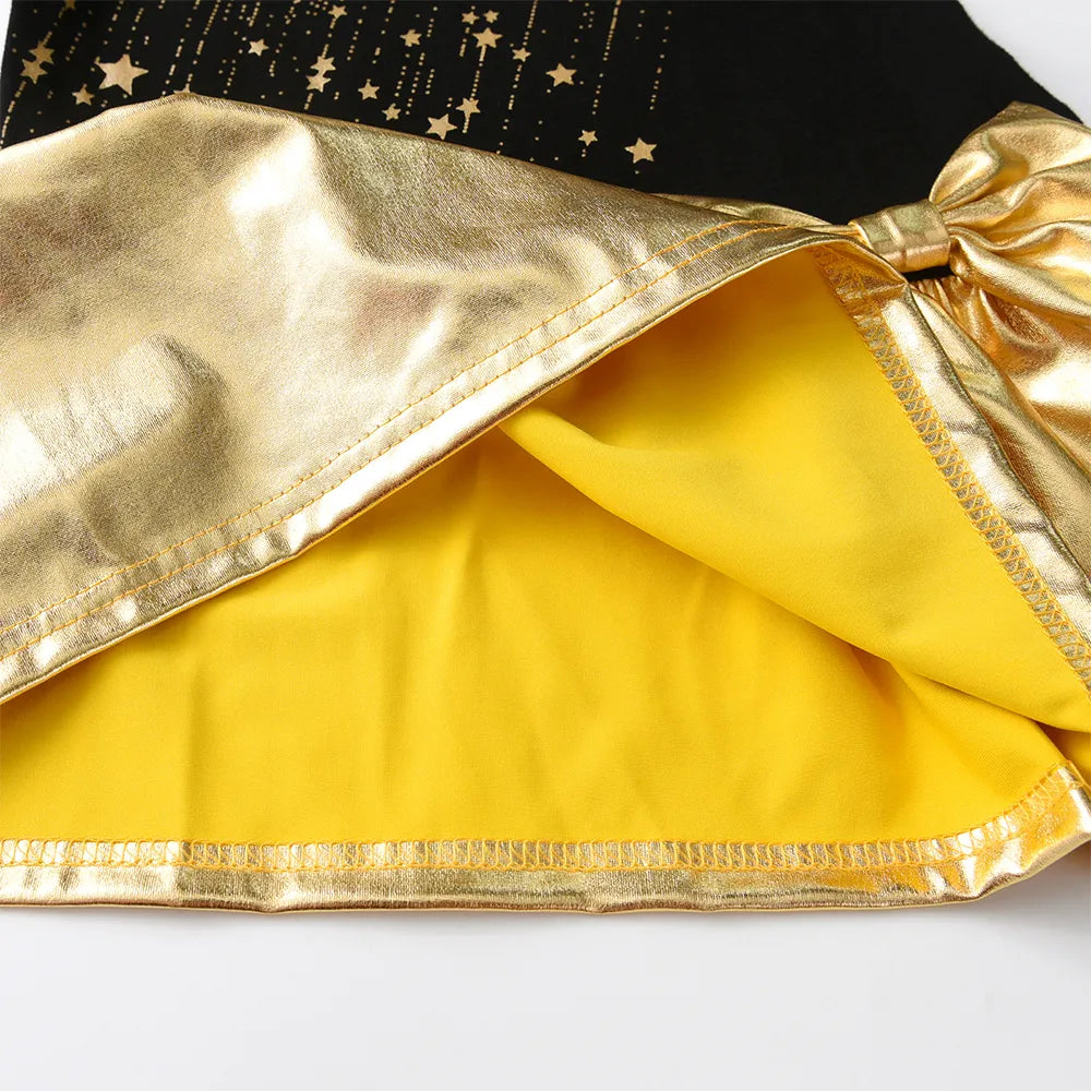 DXTON 2024 Christmas Girls Dress With Bow Star Sequin Children New Year Party Clothes Patchwork Cotton Winter Kids Baby Dresses