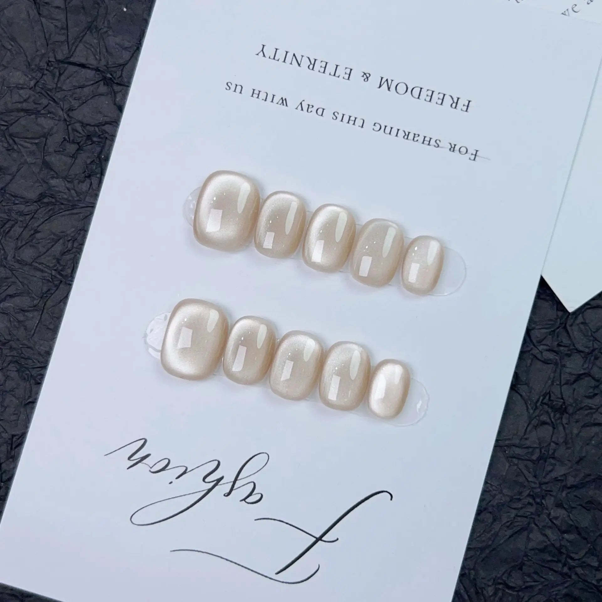 10 peças unhas postiças curtas, redondas e fofas, feitas à mão, estilo olho de gato, com cola, glitter simples, cor sólida, pressione na ponta da unha de acrílico