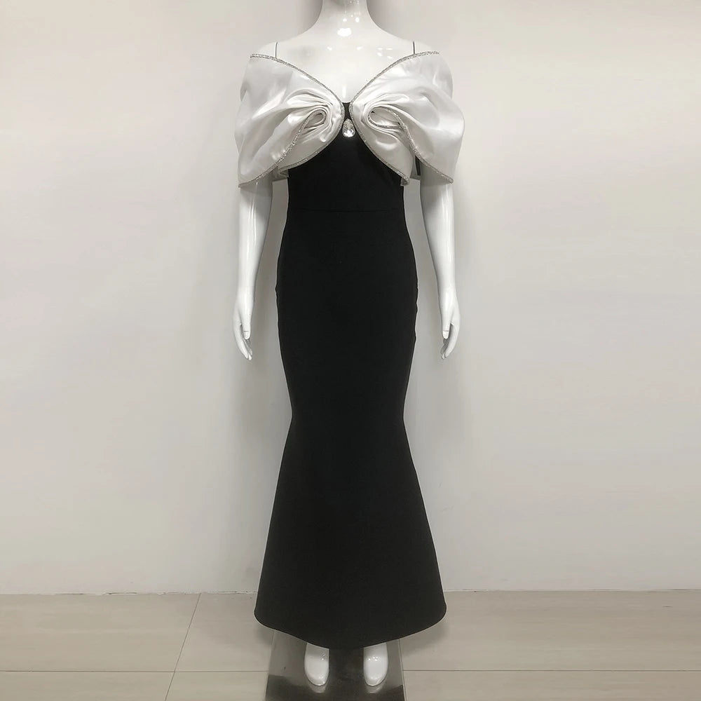 2025 Women Sexy Diamond Contrast Color Bandage Dress Off The Shoulder Patchwork Bodycon Clothes Club Party Elegant Dresses