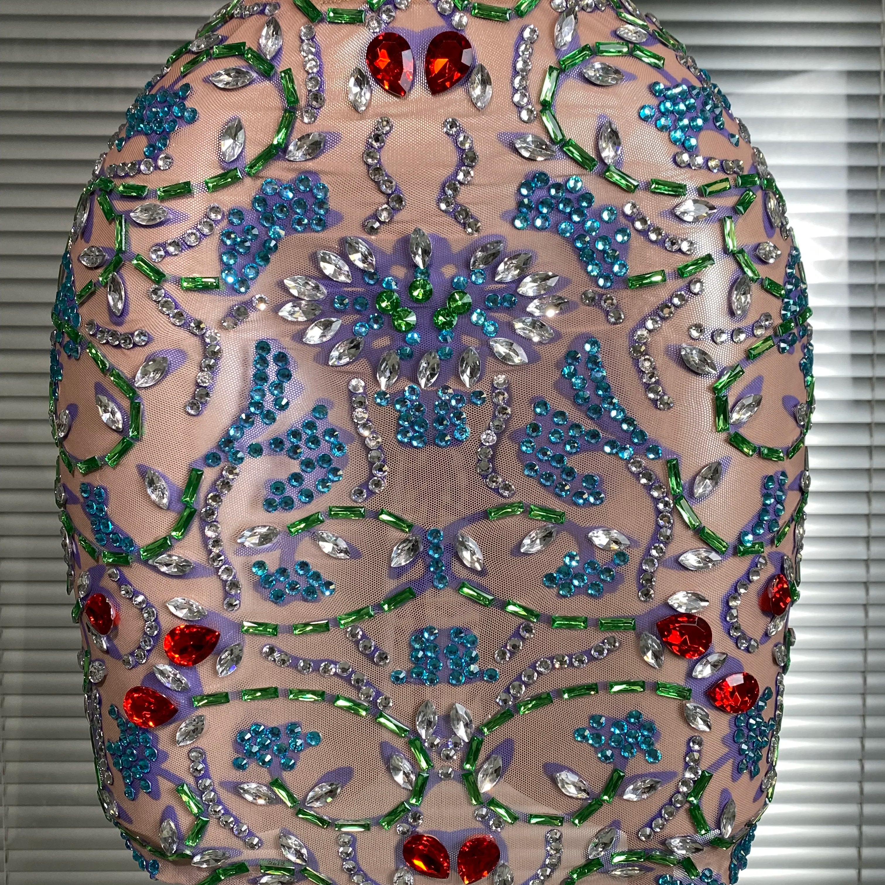 New Women Sexy Two Pieces Set Crystal Diamond Halter Skirt Suits Singer Dancer See Through Stage Performance Costume