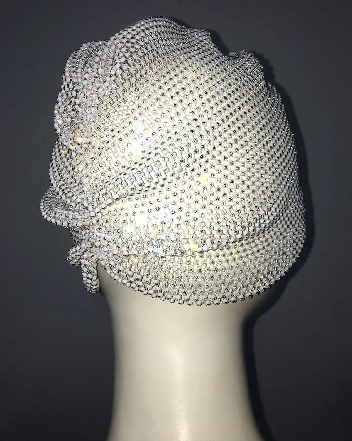 Fishnet Diamond Luxury Cap for Women, Shiny Women's Hat, Rhinestone Kerchief, Hip Hop Headwear, Nightclub Party, Fashion Beanies