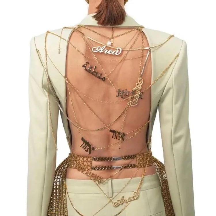 Backless Spliced Button Blazers For Women Notched Collar Long Sleeve Patchwork Chain Chic Blazer Female Fashion New