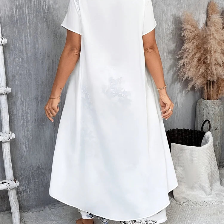 Wmstar Plus Size Two Piece Sets Women Wholesale Long Top and Print Wide Leg Summer Matching Suit Fashion Street Wear 2025