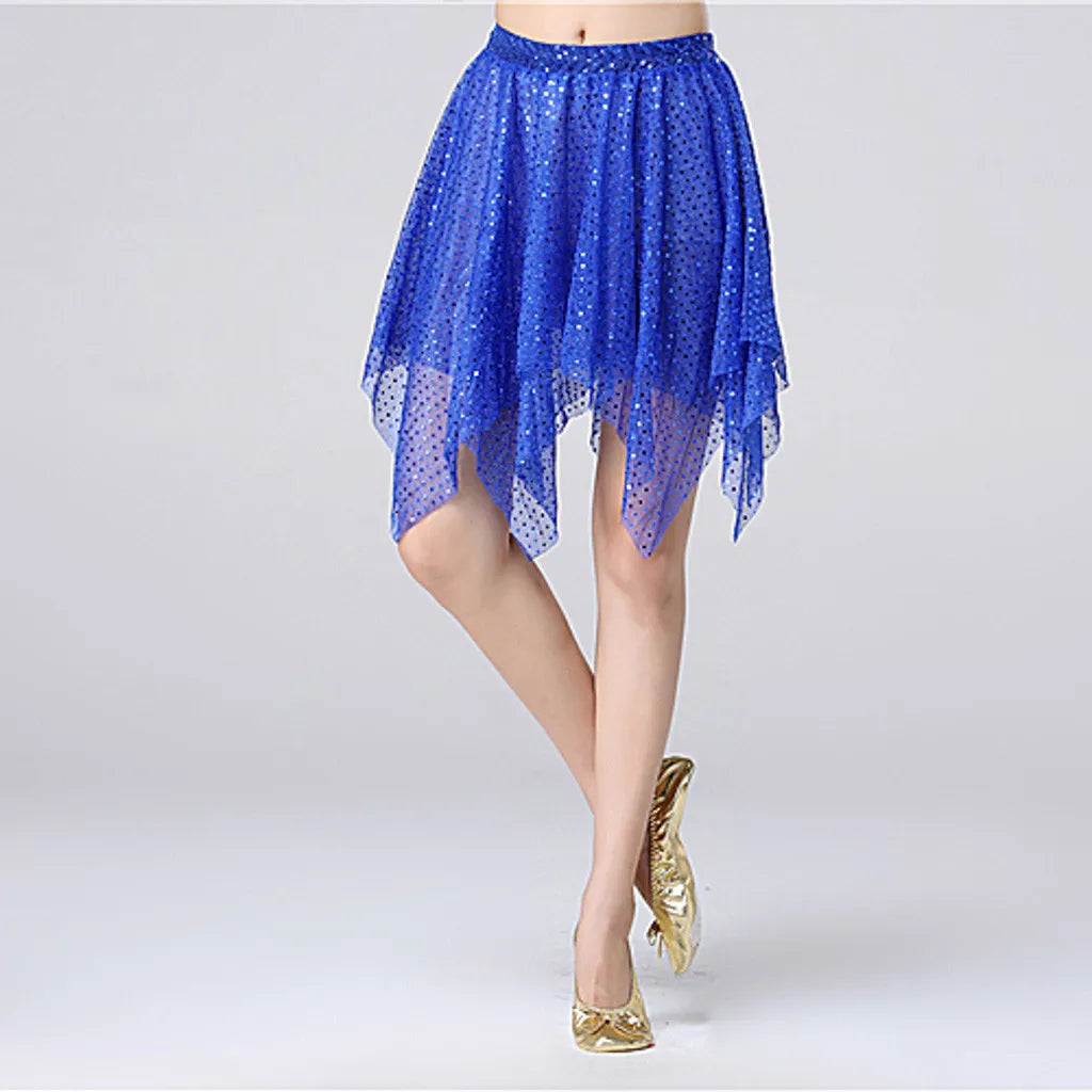Women's Tutu Skirt Mini Short Skirt For Women Star Sequined Mesh Skirt Belly Latin Dancewear Fairy Tulle Skirt Costume Clothing E One Size