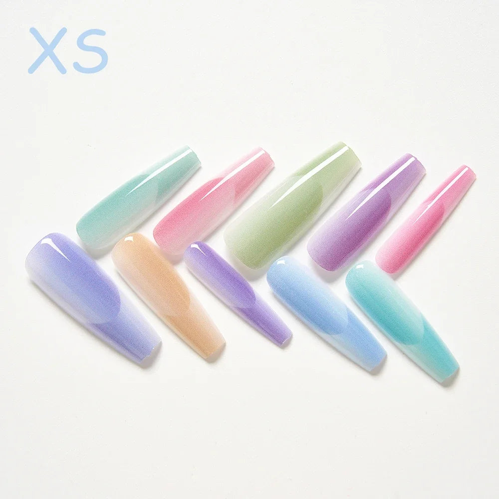 10Pcs/set Lucky Nine-tailed Fox Printed Chinese Style False Nails Long Press-on Acrylic Fakes Nails Adhesive Unique Design