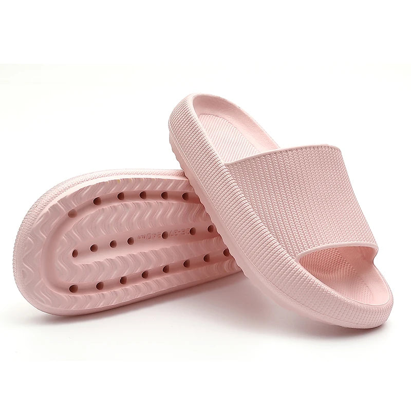Cloud Cushion Slides Fashion Women Summer Soft Slippers Thick Platform Bathroom Home Men Indoor Non-slip Anti-slip Female Pink