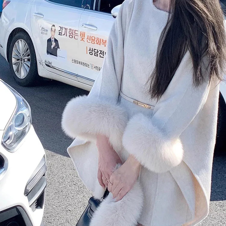 Elegant Women Woolen Coat Long Sleeve Korean Fashion Vintage Jackets Slim Solid Fairycore Autumn Winter Coats