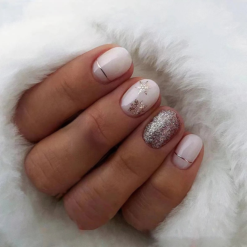 24Pcs/Set False Nail Christmas Fake Nail Tips Full Cover Acrylic False Nails Decoration For Nail Tip Beauty W904